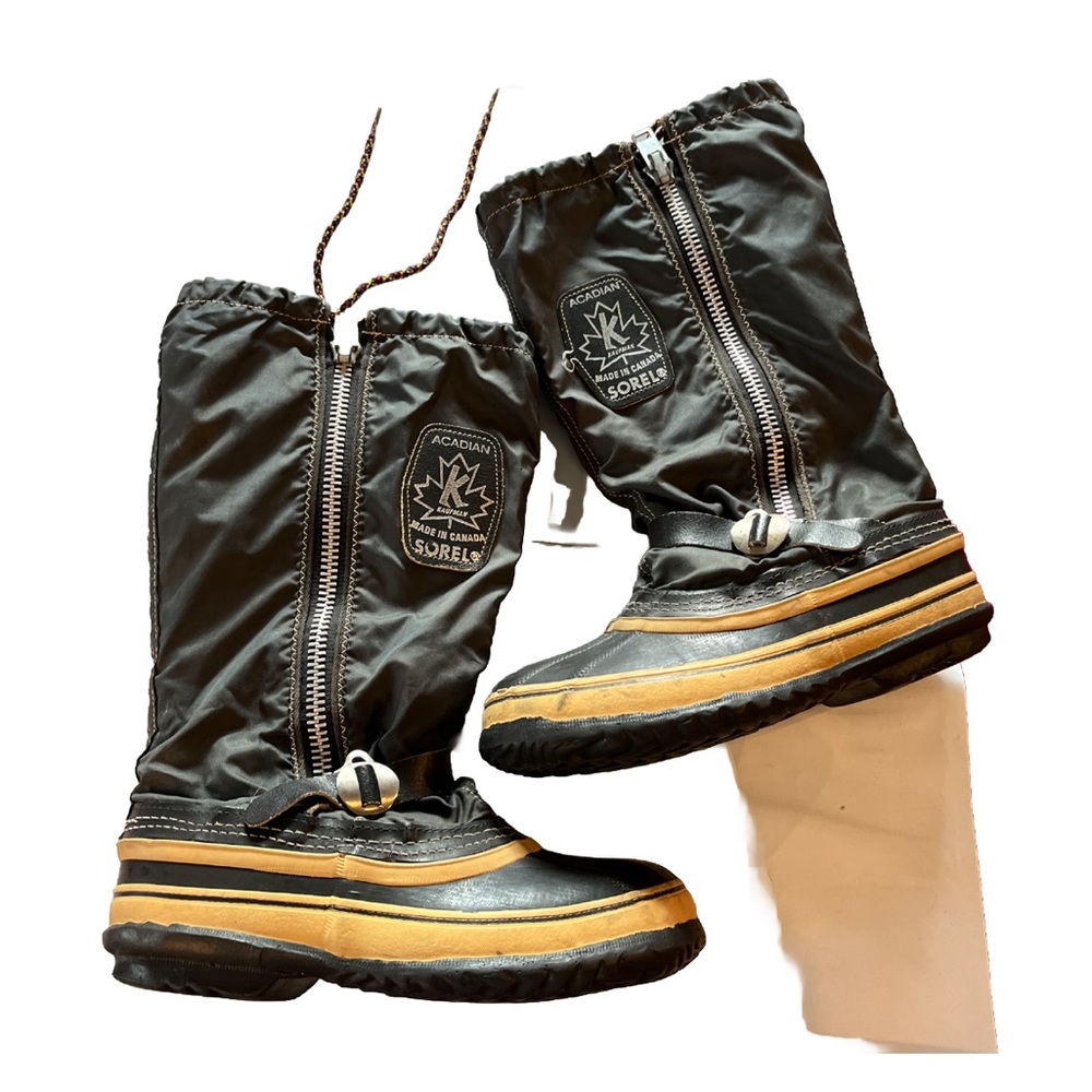 Sorel Kaufman BOOTS Acadian black Men Size 6, Women 8 Wool Lined Side Zipper VTG